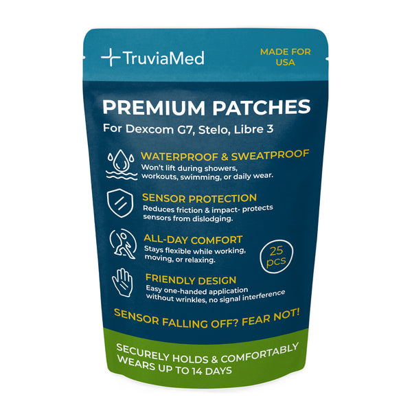 Premium Over Patches Waterproof Adhesive for Dexcom G7 Sensor, Stelo, Libre 3 – 25 Pack Pre-Cut Skin Grips, Patch CGM Covers, Overlay Grip Cover, Sensors Tape Stickers, Skingrip Glucose Guards (Sensor Not Included)